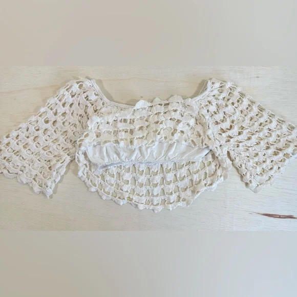 Free People Flook the Label white lace Crochet Set size S - Picture 3 of 13